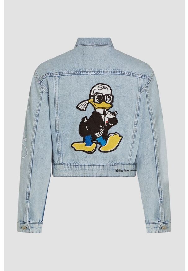 Karl Lagerfeld - KARL LAGERFELD Kurtka jeansowa damska KLxDisney, Rozmiar M. Kolor: niebieski. Materiał: jeans. Wzór: motyw z bajki, haft. Styl: elegancki, klasyczny