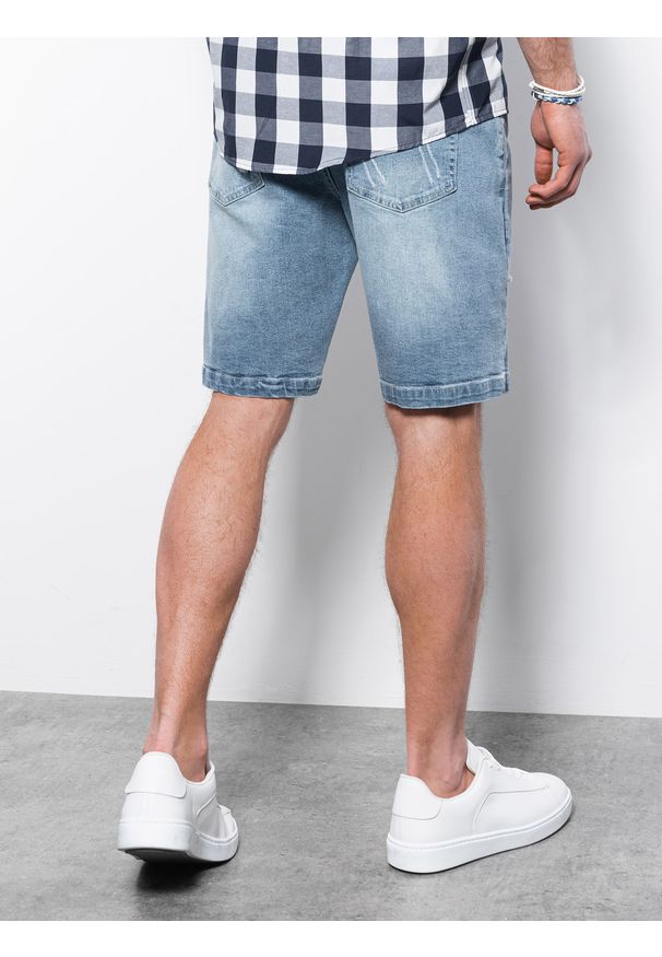 Ombre Clothing - Krótkie spodenki męskie jeansowe W311 - jasny jeans - XXL. Materiał: jeans. Długość: krótkie. Sezon: lato