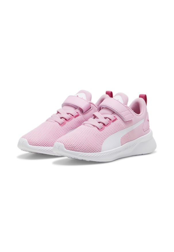 Puma - Dziecięce buty sportowe Flyer Runner V PUMA Pink Lilac White. Zapięcie: rzepy. Kolor: biały, wielokolorowy, różowy, fioletowy. Materiał: materiał, syntetyk, tkanina. Szerokość cholewki: normalna. Sport: turystyka piesza