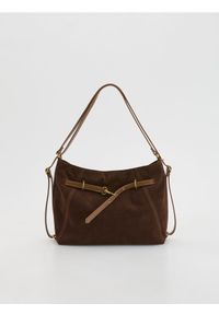 Reserved - Torebka na ramię z imitacji zamszu - brązowy. Kolor: brązowy. Materiał: zamszowe. Rodzaj torebki: na ramię #1