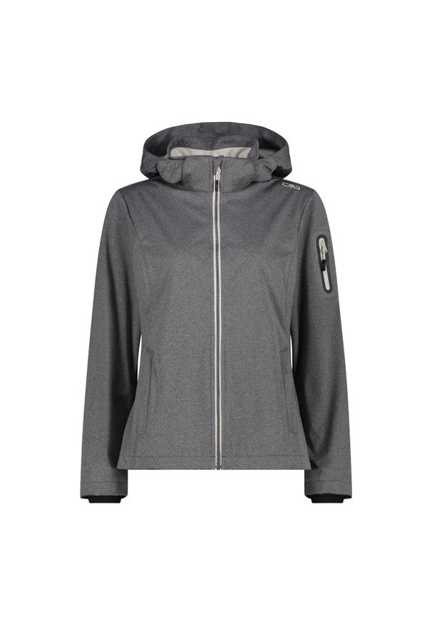Kurtka damska turystyczna CMP 39A5016M. Typ kołnierza: kaptur. Kolor: szary. Materiał: softshell. Sport: turystyka piesza