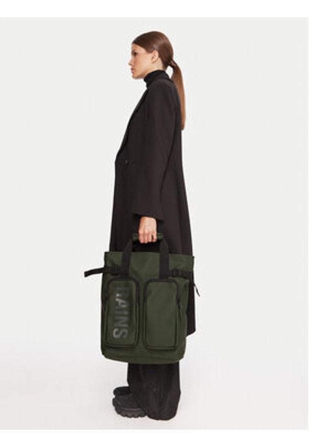 Rains Plecak Texel Tote 14240 Khaki. Kolor: brązowy. Materiał: materiał