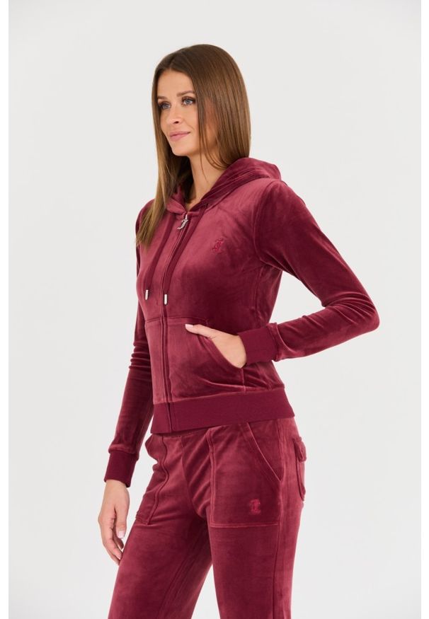 Juicy Couture - JUICY COUTURE Bordowa damska bluza Robertson Hoodie, Rozmiar S. Kolor: czerwony
