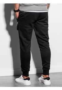 Ombre Clothing - Spodnie męskie dresowe joggery P905 - czarne - XXL. Kolor: czarny. Materiał: dresówka #3