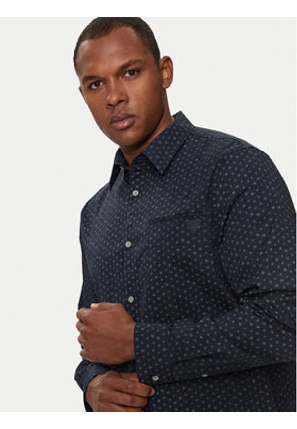 Guess Koszula M4YH08 WGBO1 Granatowy Regular Fit. Kolor: niebieski. Materiał: bawełna