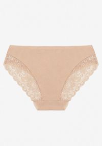 Renee - Beżowe Majtki Figi z Koronkowymi Wstawkami Amiora. Kolor: beżowy. Materiał: koronka. Wzór: koronka #2