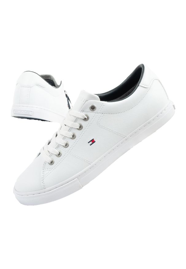 TOMMY HILFIGER - Buty sportowe męskie trampki Tommy Hilfiger Essential skóra. Kolor: biały. Materiał: skóra. Szerokość cholewki: normalna