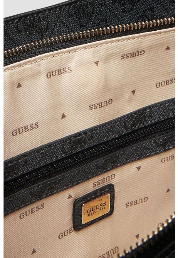 Guess - GUESS Szara damska shopperka Meridian. Kolor: szary. Materiał: skórzane