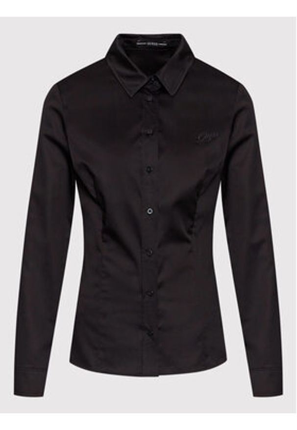 Guess Koszula W2YH41 WAF10 Czarny Slim Fit. Kolor: czarny. Materiał: bawełna