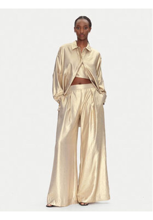 ACCESS FASHION Spodnie palazzo 53-5034-922 Złoty Wide Leg. Kolor: złoty. Materiał: syntetyk