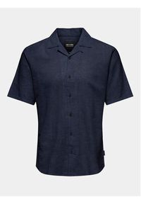 Only & Sons Koszula Caiden 22025116 Granatowy Slim Fit. Kolor: niebieski. Materiał: len, bawełna #6