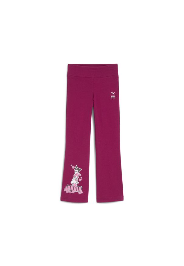 Puma - Dziecięce legginsy o rozszerzanym kroju PUMA × HELLO KITTY AND FRIENDS PUMA. Okazja: na uczelnię. Kolor: różowy. Wzór: motyw z bajki. Styl: sportowy