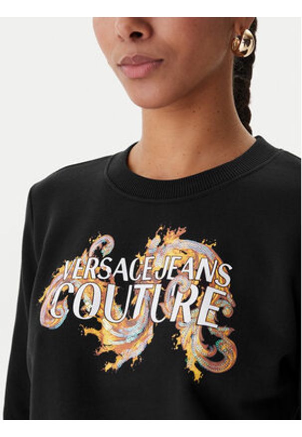 Versace Jeans Couture Bluza 80HAIE02 CF00E Czarny Regular Fit. Typ kołnierza: kołnierzyk włoski. Kolor: czarny. Materiał: bawełna
