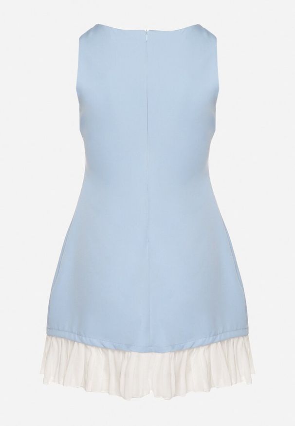 Born2be - Jasnoniebieska Elegancka Sukienka Taliowana Florzedi. Okazja: na imprezę, na co dzień. Kolor: niebieski. Typ sukienki: proste. Styl: elegancki