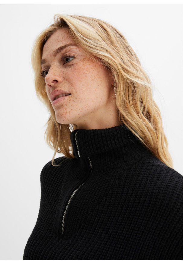 bonprix - Sukienka dzianinowa z akrylu z recyklingu. Kolor: czarny. Materiał: dzianina, akryl