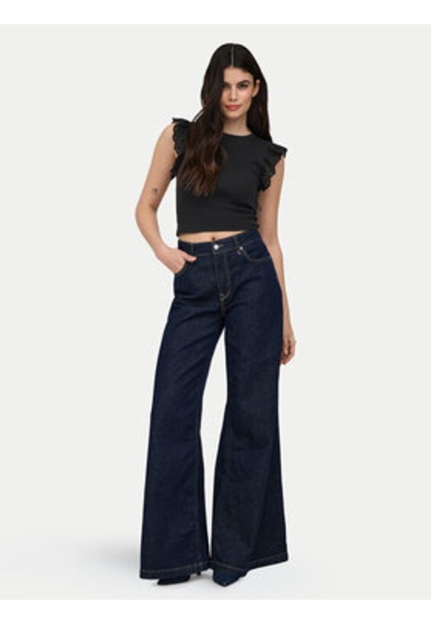 only - ONLY Top Mathilda 15308890 Czarny Regular Fit. Kolor: czarny. Materiał: bawełna