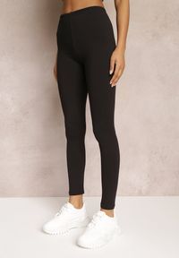 Renee - Czarne Legginsy z Gumką w Talii z Długimi Nogawkami Caleta. Okazja: na co dzień. Kolor: czarny. Długość: długie. Styl: klasyczny, casual