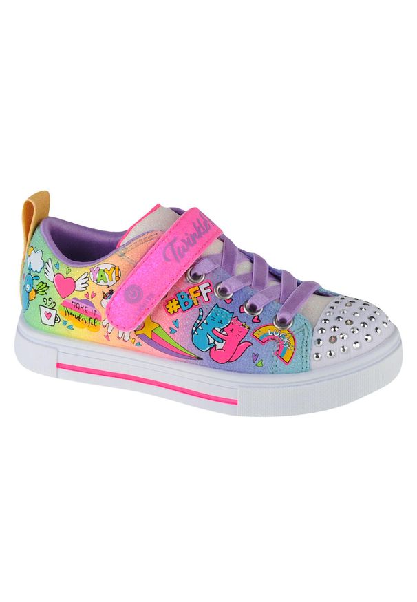 skechers - Buty do chodzenia dziewczęce, Skechers Twinkle Sparks - BFF Magic. Zapięcie: rzepy. Kolor: wielokolorowy. Materiał: tkanina, materiał. Szerokość cholewki: normalna. Sport: turystyka piesza