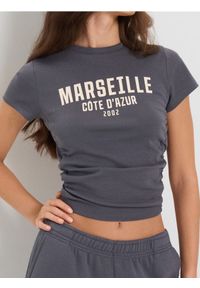 Sinsay - Bawełniana bluzka z marszczeniami - niebieski. Kolor: niebieski. Materiał: bawełna #1