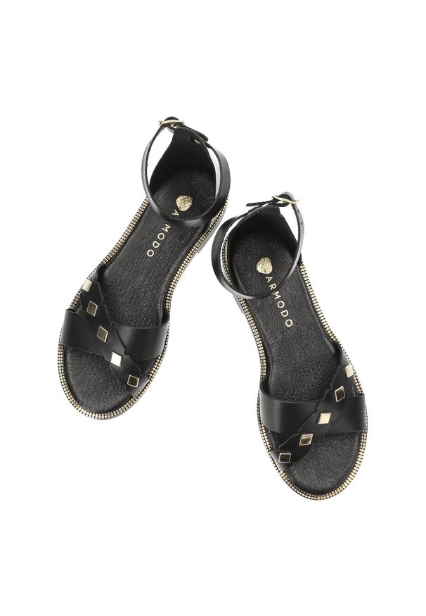 Czarne Sandały Armodo Stylowe Obuwie Damskie. Zapięcie: pasek. Kolor: czarny. Materiał: jeans, skóra. Wzór: paski. Obcas: na obcasie. Styl: elegancki. Wysokość obcasa: niski