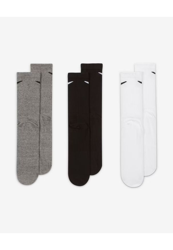 Nike EVERYDAY LTWT CREW 3PR Skarpety unisex. Kolor: czarny. Materiał: dzianina, poliester, bawełna, elastan