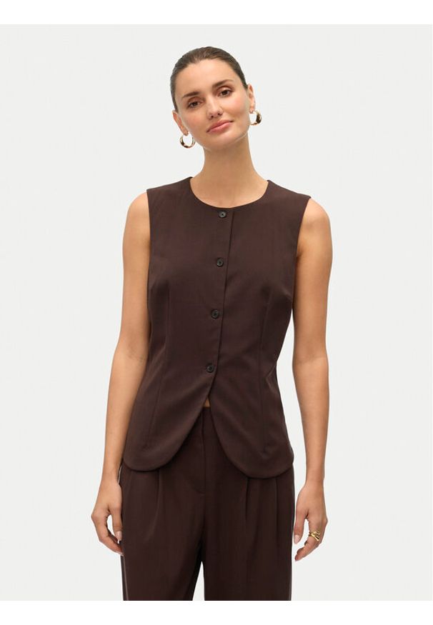 Vero Moda Kamizelka Sigga 10336320 Brązowy Regular Fit. Kolor: brązowy. Materiał: syntetyk, wiskoza