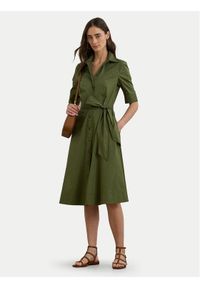 Lauren Ralph Lauren - LAUREN RALPH LAUREN Sukienka koszulowa 200748950014 Zielony Regular Fit. Kolor: zielony. Materiał: bawełna. Typ sukienki: koszulowe