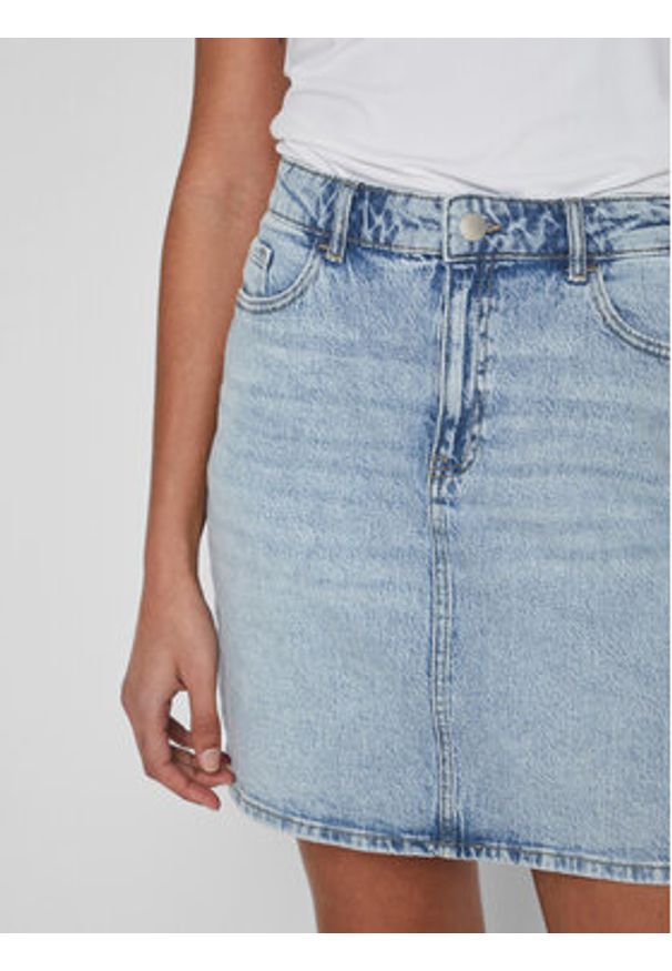 Vila Spódnica jeansowa Kaja 14084735 Niebieski Regular Fit. Kolor: niebieski. Materiał: jeans, bawełna