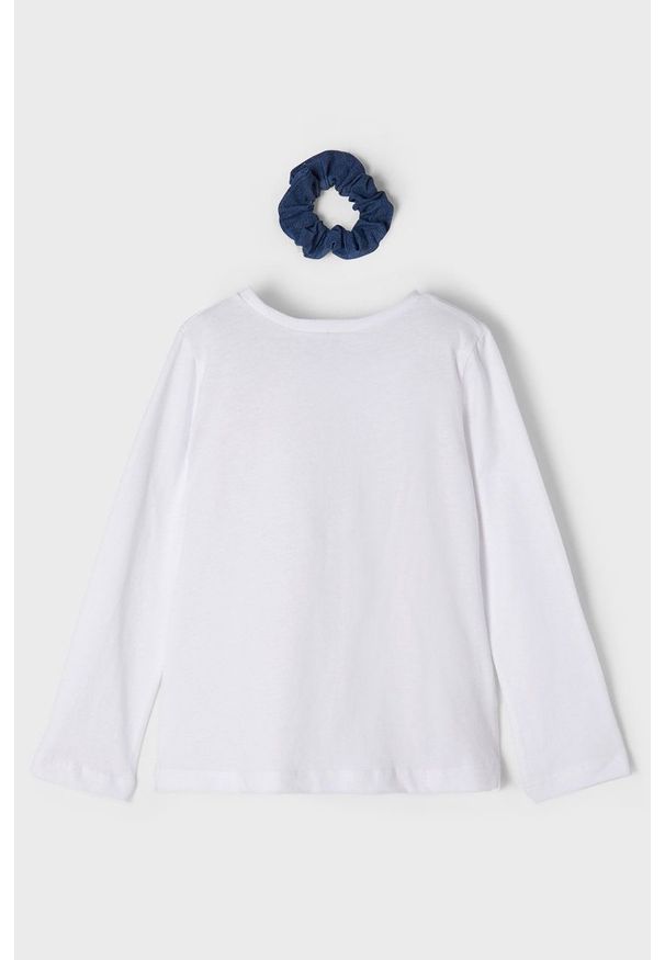Mayoral Longsleeve bawełniany dziecięcy kolor biały. Okazja: na co dzień. Kolor: biały. Materiał: bawełna. Długość rękawa: długi rękaw. Długość: długie. Wzór: nadruk. Styl: casual