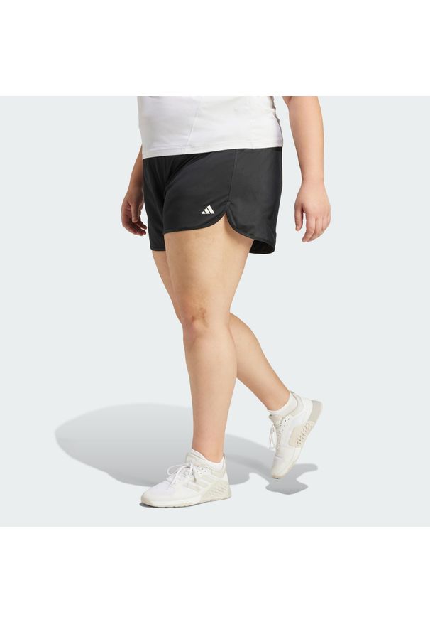 Adidas - Szorty Pacer Essentials Knit High-Rise (Plus Size). Kolekcja: plus size. Kolor: czarny. Materiał: materiał. Sport: fitness