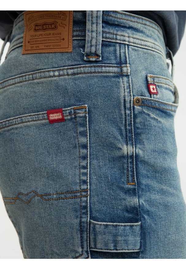 Big-Star - Jeansy męskie z przetarciami niebieskie Colt Workwear 374. Kolor: niebieski. Sezon: zima, jesień. Styl: retro
