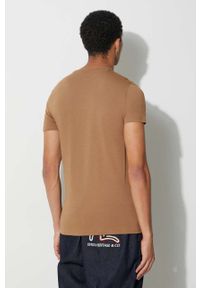Lacoste t-shirt bawełniany kolor brązowy gładki TH6709-001.. Kolor: brązowy. Materiał: bawełna. Wzór: gładki #4