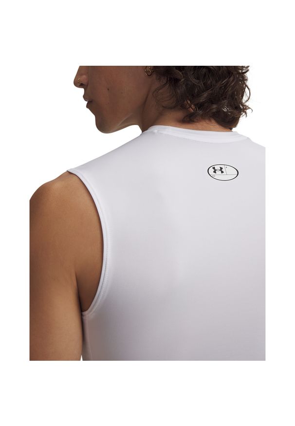Under Armour - Top męski treningowy UNDER ARMOUR UA HG ARMOUR COMP SL. Kolor: biały. Materiał: materiał, tkanina. Długość rękawa: raglanowy rękaw