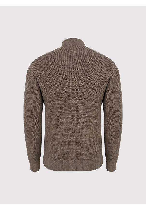 Pako Lorente - PAKO LORENTE - Brązowy sweter z rozpinaną stójką. Okazja: na co dzień. Typ kołnierza: kołnierzyk stójkowy. Kolor: brązowy. Materiał: wełna, bawełna. Sezon: jesień. Styl: casual
