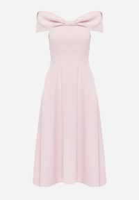 Born2be - Różowa Koktajlowa Sukienka VICES Hiszpanka o Rozkloszowanym Kroju Diolora. Typ kołnierza: dekolt hiszpanka. Kolor: różowy. Materiał: poliester. Typ sukienki: rozkloszowane. Styl: wizytowy #8