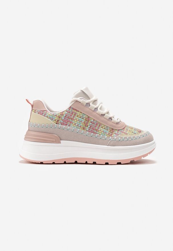 Born2be - Różowe Sneakersy na Grubej Podeszwie Rakitia. Kolor: różowy. Materiał: jeans