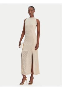 Guess Sukienka koktajlowa W6GK16 K2953 Beżowy Slim Fit. Kolor: beżowy. Materiał: syntetyk. Styl: wizytowy #4