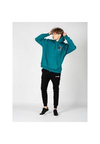 Champion - Bluza trekking męska Hoodie. Kolor: wielokolorowy, niebieski. Materiał: bawełna, poliester. Wzór: nadruk. Sport: turystyka piesza