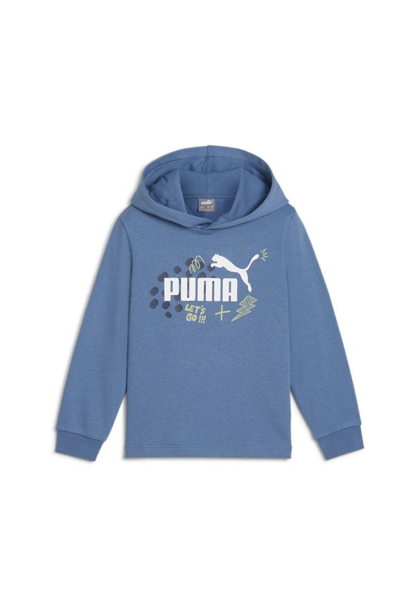 Puma - Dziecięca bluza z kapturem ESS+ PUMA PUMA Blue Horizon. Typ kołnierza: kaptur. Kolor: niebieski