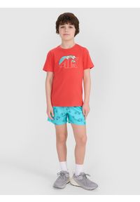 4f - 4F T-shirt regular z nadrukiem chłopięcy - czerwony 152 (11-12 lat). Okazja: na co dzień. Kolor: czerwony. Materiał: jersey, materiał, bawełna. Długość rękawa: krótki rękaw. Długość: krótkie. Wzór: nadruk. Sezon: lato. Styl: klasyczny, sportowy, casual