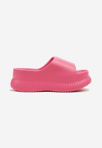 Born2be - Fuksjowe Piankowe Klapki na Grubej Podeszwie z Tłoczeniami Hasalla. Okazja: na spacer. Kolor: różowy. Materiał: jeans. Sezon: lato #4