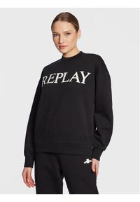 Replay Bluza W3586N.000.22890P Czarny Oversize. Kolor: czarny. Materiał: bawełna