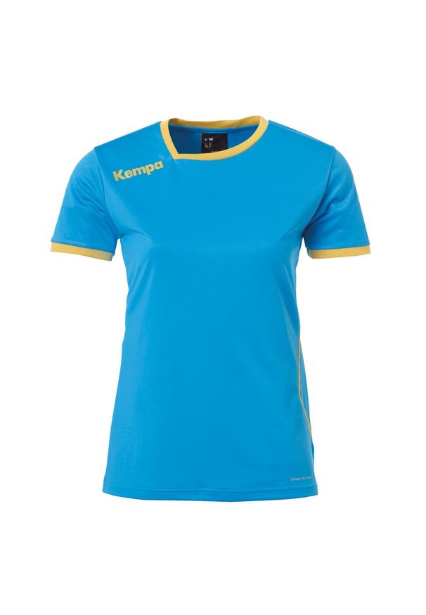 KEMPA - Damska koszulka Kempa Curve. Kolor: niebieski, wielokolorowy, żółty. Materiał: materiał