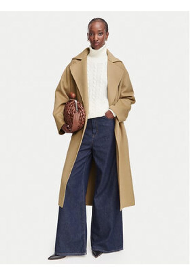 Weekend Max Mara Płaszcz wełniany Operoso 2625016011 Brązowy jasny Regular Fit. Kolor: brązowy. Materiał: wełna