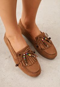 Born2be - Jasnobrązowe Mokasyny VICES z Wkładką ze Skóry Naturalnej i Ozdobnymi Koralikami Neni. Okazja: na co dzień. Kolor: brązowy. Materiał: skóra. Styl: casual, klasyczny, elegancki #9