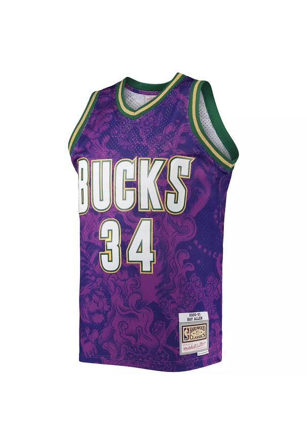 Mitchell & Ness - Koszulka NBA Milwaukee Bucks Ray Allen Swingman CNY 4.0 2000/01. Kolor: fioletowy. Sezon: lato. Sport: koszykówka