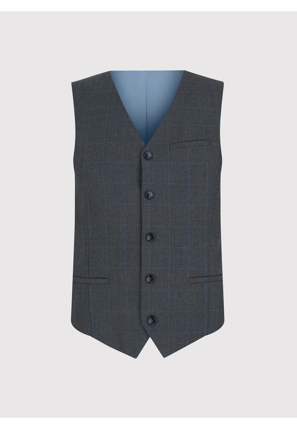 Pako Lorente - PAKO LORENTE – Szara kamizelka męska w kratę. Kolor: szary