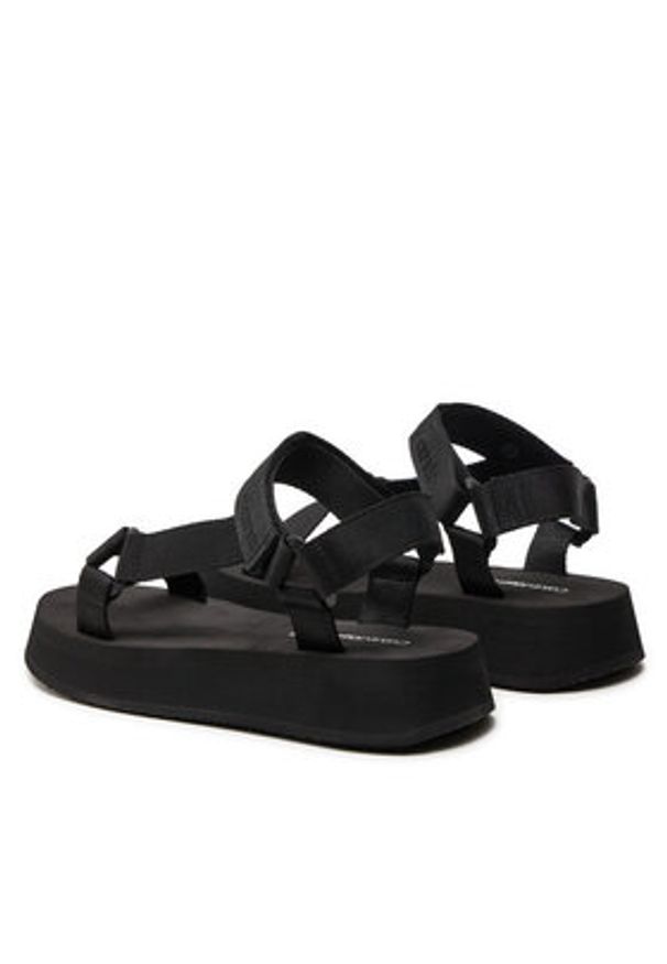 Calvin Klein Jeans Sandały Sandal Velcro Webbing In Mtl YW0YW01480 Czarny. Kolor: czarny. Materiał: materiał