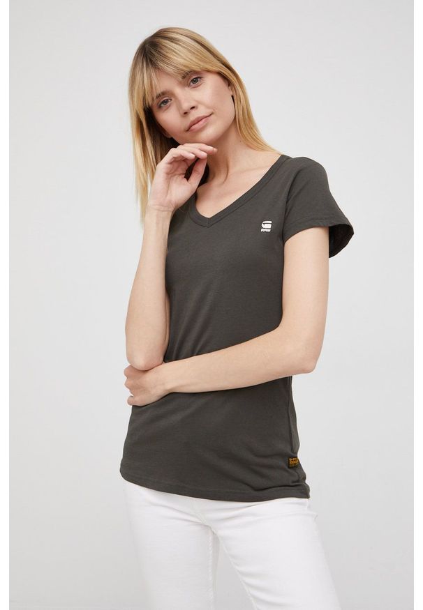G-Star RAW - G-Star Raw t-shirt bawełniany kolor zielony. Kolor: zielony. Materiał: bawełna. Wzór: gładki