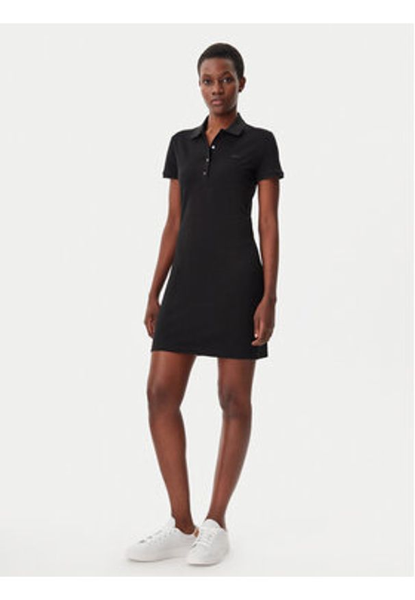 Lacoste Sukienka codzienna EF5473 Czarny Slim Fit. Okazja: na co dzień. Kolor: czarny. Materiał: bawełna. Typ sukienki: proste. Styl: casual